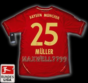 NEW 11-12 BAYERN MUNICH HOME MULLER 25 BUNDES LIGA PATCH SOCCER SHIRT JERSEY
