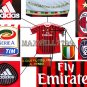 NEW 11-12 AC MILAN HOME BLANK CALCIO+TROPHY 7 FULL ALL PATCH SOCCER SHIRT JERSEY