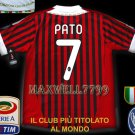 NEW 11-12 AC MILAN HOME PATO 7 CALCIO+TROPHY 7 FULL ALL PATCH SOCCER SHIRT JERSEY