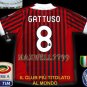 NEW 11-12 AC MILAN HOME GATTUSO 8 CALCIO+TROPHY 7 FULL ALL PATCH SOCCER SHIRT JERSEY