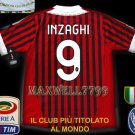 NEW 11-12 AC MILAN HOME INZAGHI 9 CALCIO+TROPHY 7 FULL ALL PATCH SOCCER SHIRT JERSEY