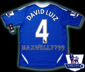 NEW 11-12 CHELSEA HOME DAVID LUIZ 4 PREMIER PATCH SOCCER SHIRT JERSEY