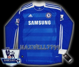 NEW 11-12 CHELSEA HOME BLANK PREMIER PATCH SOCCER SHIRT LS JERSEY