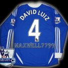 NEW 11-12 CHELSEA HOME DAVID LUIZ 4 PREMIER PATCH SOCCER SHIRT LS JERSEY