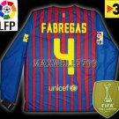 NEW 11-12 BARCELONA HOME FABREGAS 4 LFP+TV3 PATCH LS SOCCER SHIRT JERSEY