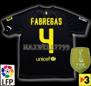 NEW 11-12 BARCELONA AWAY FABREGAS 4 LFP+TV3 PATCH SOCCER SHIRT JERSEY