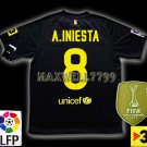 NEW 11-12 BARCELONA AWAY A.INIESTA 8 LFP+TV3 PATCH SOCCER SHIRT JERSEY
