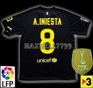 NEW 11-12 BARCELONA AWAY A.INIESTA 8 LFP+TV3 PATCH SOCCER SHIRT JERSEY