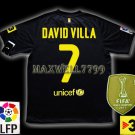 NEW 11-12 BARCELONA AWAY DAVID VILLA 7 LFP+TV3 PATCH SOCCER SHIRT JERSEY