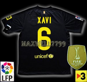 NEW 11-12 BARCELONA AWAY XAVI 6 LFP+TV3 PATCH SOCCER SHIRT JERSEY