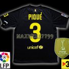 NEW 11-12 BARCELONA AWAY PIQUE 3 LFP+TV3 PATCH SOCCER SHIRT JERSEY