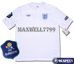 FINAL EURO 2012 ENGLAND HOME BLANK EURO2012 RESPECT PATCHES SHIRT JERSEY