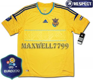 FINAL EURO 2012 UKRAINE HOME BLANK EURO2012 RESPECT PATCHES SHIRT JERSEY