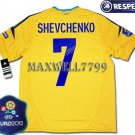 FINAL EURO 2012 UKRAINE HOME SHEVCHENKO 7 EURO2012 RESPECT PATCHES SHIRT JERSEY