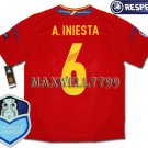 FINAL EURO 2012 SPAIN HOME A.INIESTA 6 CHAMP EURO2008 RESPECT PATCHES SHIRT JERSEY