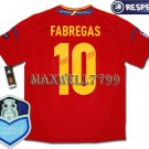 FINAL EURO 2012 SPAIN HOME FABREGAS 10 CHAMP EURO2008 RESPECT PATCHES SHIRT JERSEY