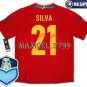 FINAL EURO 2012 SPAIN HOME SILVA 21 CHAMP EURO2008 RESPECT PATCHES SHIRT JERSEY