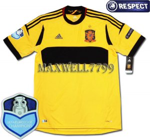 FINAL EURO 2012 SPAIN GOAL KEEPER BLANK CHAMP EURO2008 RESPECT YELLOW SHIRT JERSEY