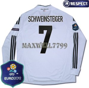 FINAL EURO 2012 GERMANY HOME SCHWEINSTEIGER 7 EURO2012 RESPECT PATCHES LS SHIRT JERSEY
