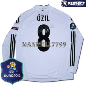 FINAL EURO 2012 GERMANY HOME OZIL 8 EURO2012 RESPECT PATCHES LS SHIRT JERSEY