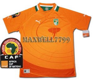 AFRICA CUP 2012 IVORY COAST HOME BLANK CAF PATCHE SHIRT JERSEY