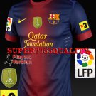 PLAYER VERSION 12-13 BARCELONA HOME BLANK LFP+TV3+FIFA PATCH SOCCER SHIRT JERSEY