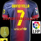 NEW 12-13 BARCELONA HOME DAVID VILLA 7 LFP+TV3 PATCH SOCCER SHIRT JERSEY