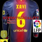 PLAYER VERSION 12-13 BARCELONA HOME XAVI 6 LFP+TV3 PATCH LS SOCCER SHIRT JERSEY