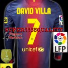 PLAYER VERSION 12-13 BARCELONA HOME DAVID VILLA 7 LFP+TV3 PATCH LS SOCCER SHIRT JERSEY