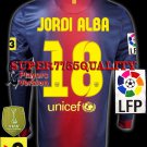 PLAYER VERSION 12-13 BARCELONA HOME JORDI ALBA 18 LFP+TV3 PATCH LS SOCCER SHIRT JERSEY
