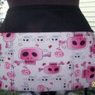 cute pink skulls ,halloween print ,waist apron