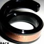 Breathtaking Coil wrap around Black glass ring w/gold copper foil leaf - approx US size 6.25-6.5