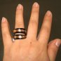Breathtaking Coil wrap around Black glass ring w/gold copper foil leaf - approx US size 6.25-6.5