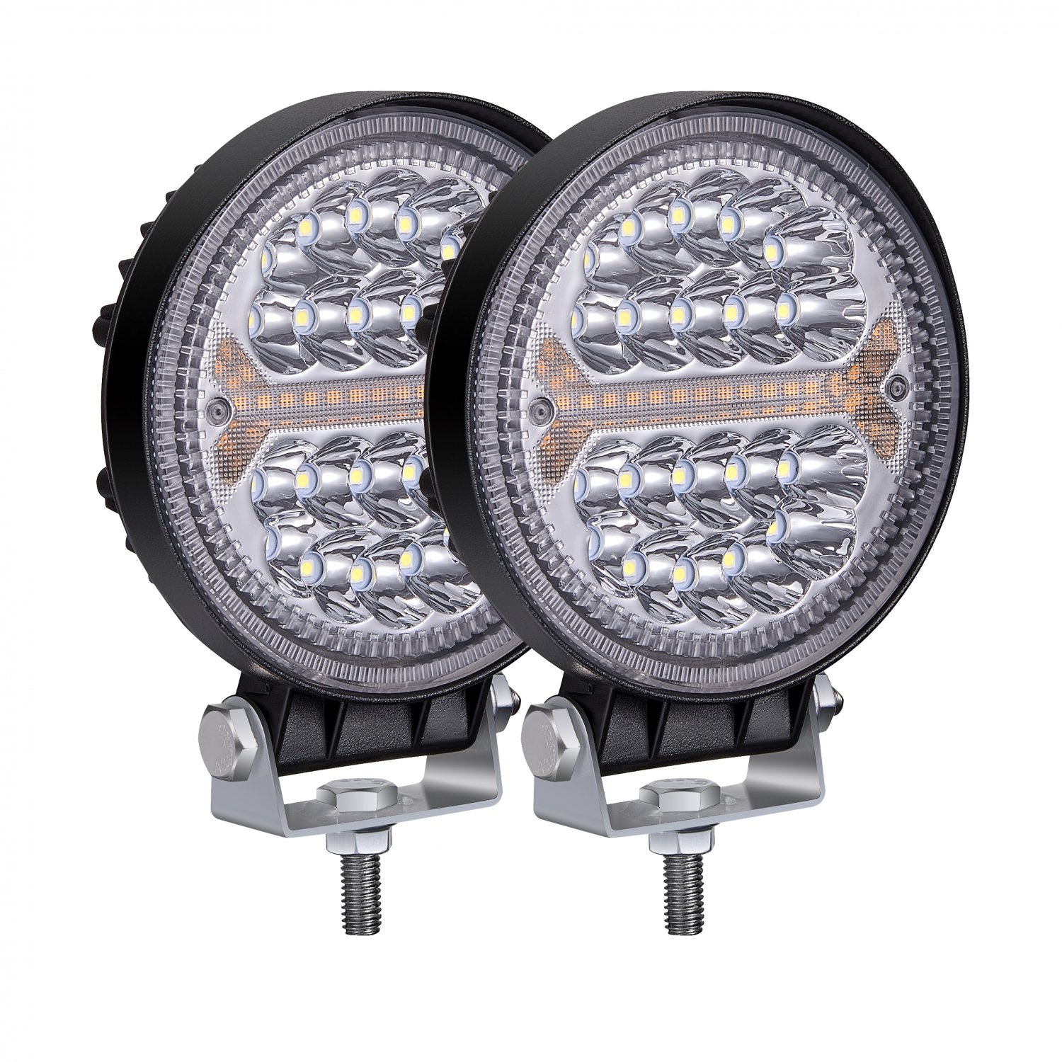 Offroad LED Fog Lights 4 inch 138W 12000LM 12V 24V Round LED Driving Light Amber DRL Warning Beam
