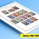 COLOR PRINTED RUSSIA 1956-1959 STAMP ALBUM PAGES (48 illustrated pages)