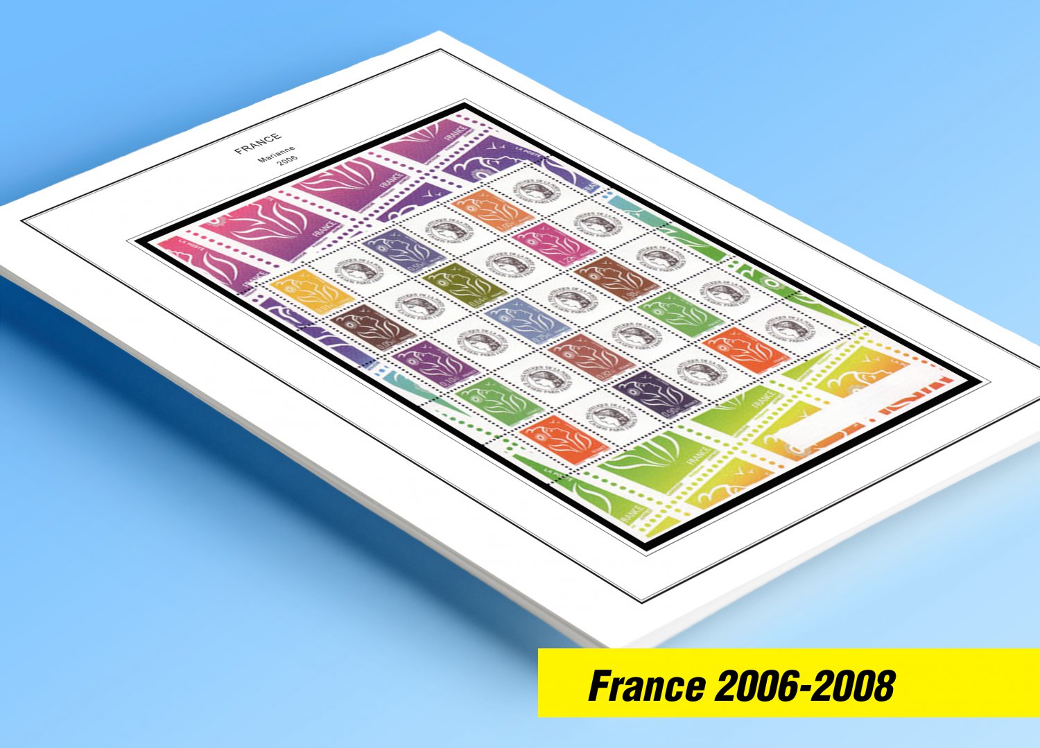 COLOR PRINTED FRANCE 2006-2008 STAMP ALBUM PAGES (79 illustrated pages)
