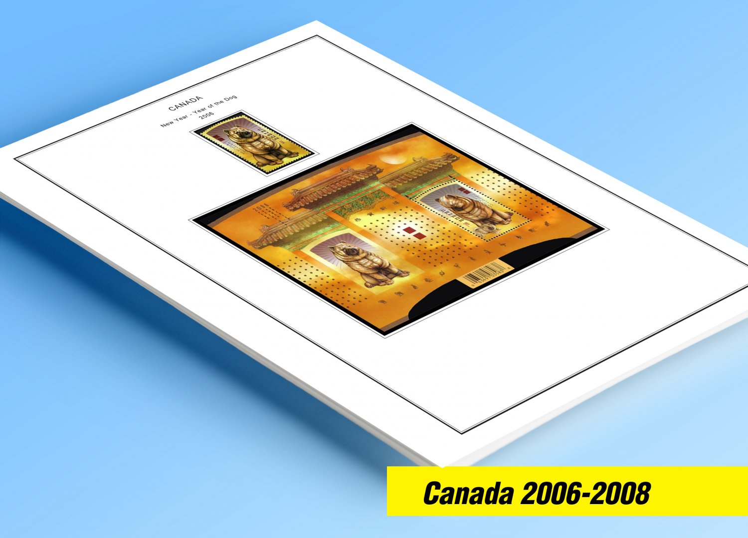 COLOR PRINTED CANADA 2006-2008 STAMP ALBUM PAGES (33 illustrated pages)