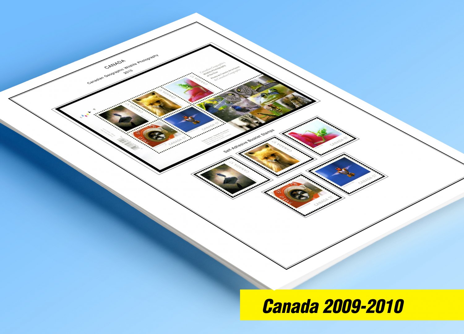 COLOR PRINTED CANADA 2009-2010 STAMP ALBUM PAGES (32 illustrated pages)