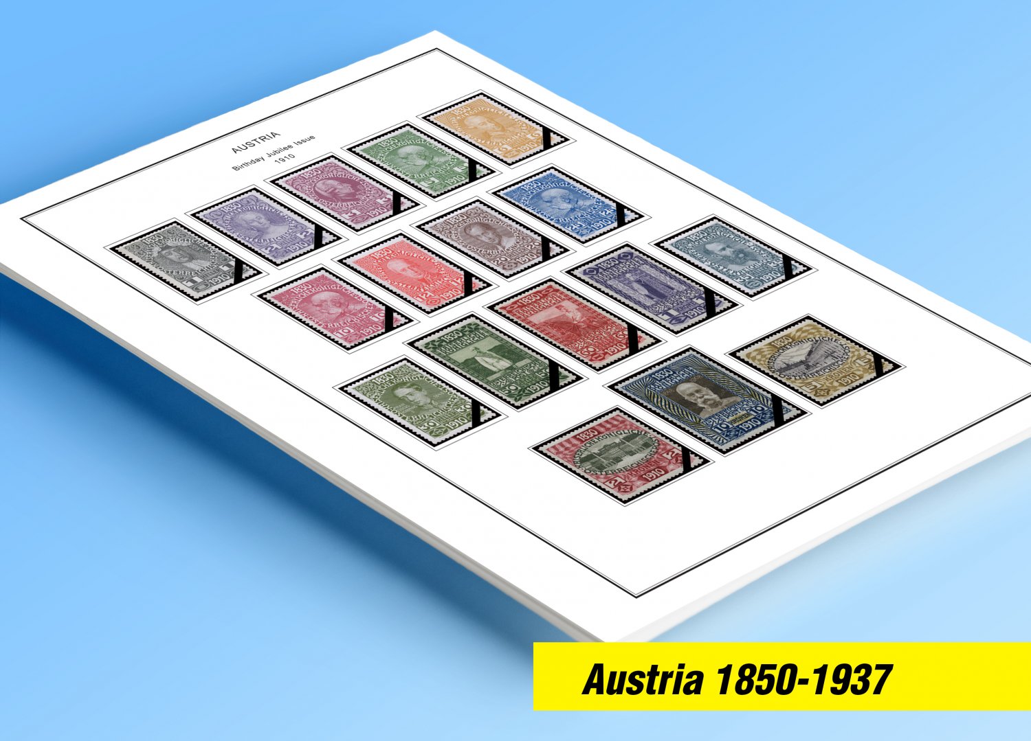 COLOR PRINTED AUSTRIA 1850-1937 STAMP ALBUM  PAGES (53 illustrated pages)