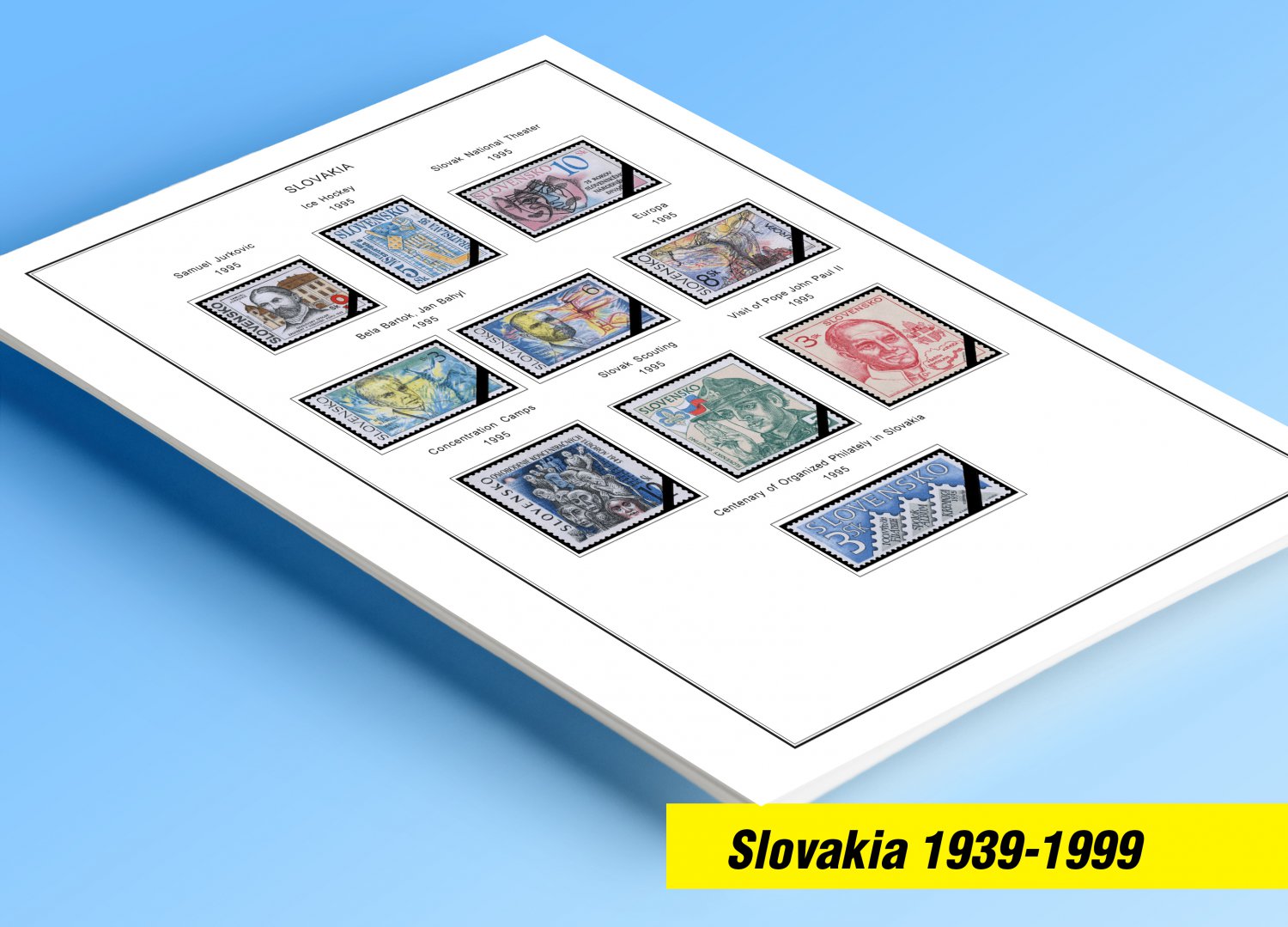COLOR PRINTED SLOVAKIA 1939-1999 STAMP ALBUM PAGES (46 illustrated pages)