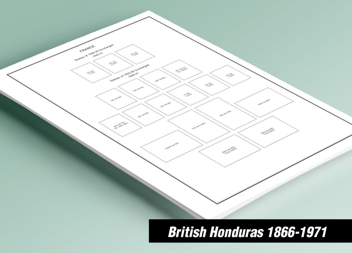 PRINTED BRITISH HONDURAS 1866-1971 STAMP ALBUM PAGES (27 pages)