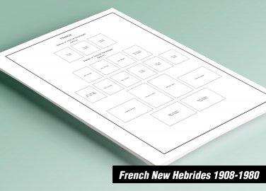 PRINTED FRENCH NEW HEBRIDES 1908-1980 STAMP ALBUM PAGES (34 pages)