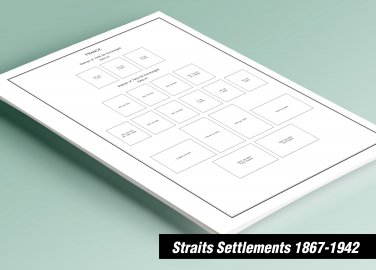 PRINTED  STRAITS SETTLEMENTS 1867-1942 STAMP ALBUM PAGES (17 pages)