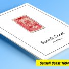 COLOR PRINTED SOMALI COAST 1894-1966 STAMP ALBUM PAGES (40 illustrated pages)
