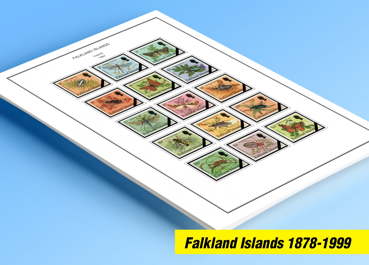 COLOR PRINTED FALKLAND ISLANDS 1878-1999 STAMP ALBUM PAGES (91 illustrated pages)