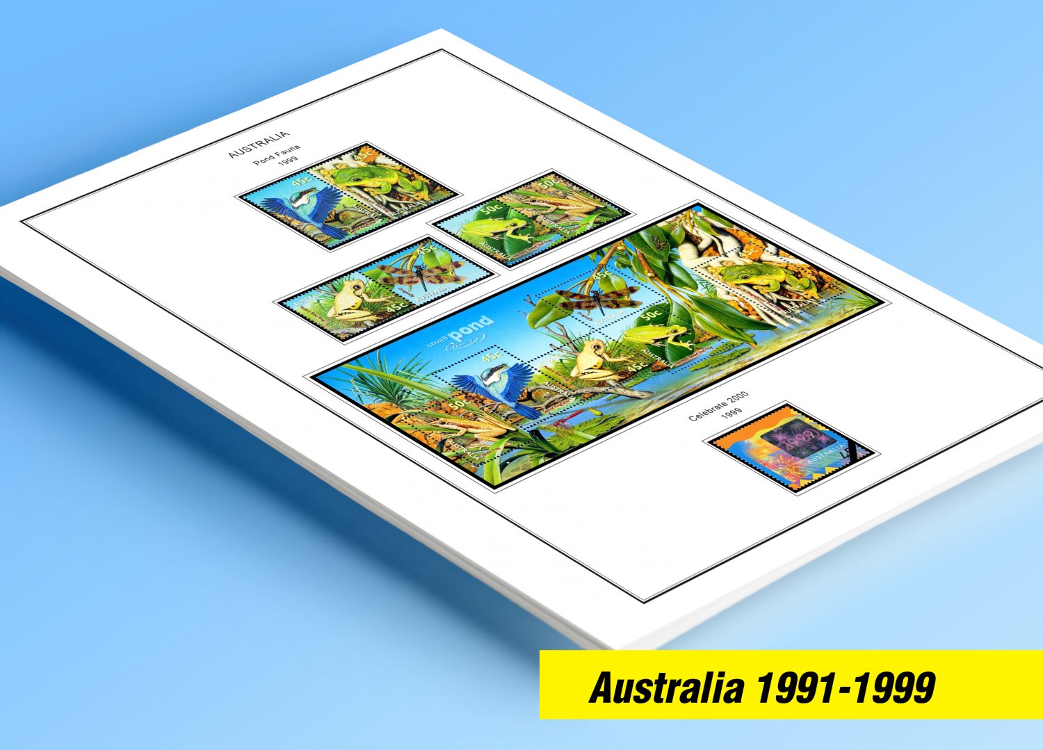 COLOR PRINTED AUSTRALIA 1991-1999 STAMP ALBUM PAGES (95 illustrated pages)