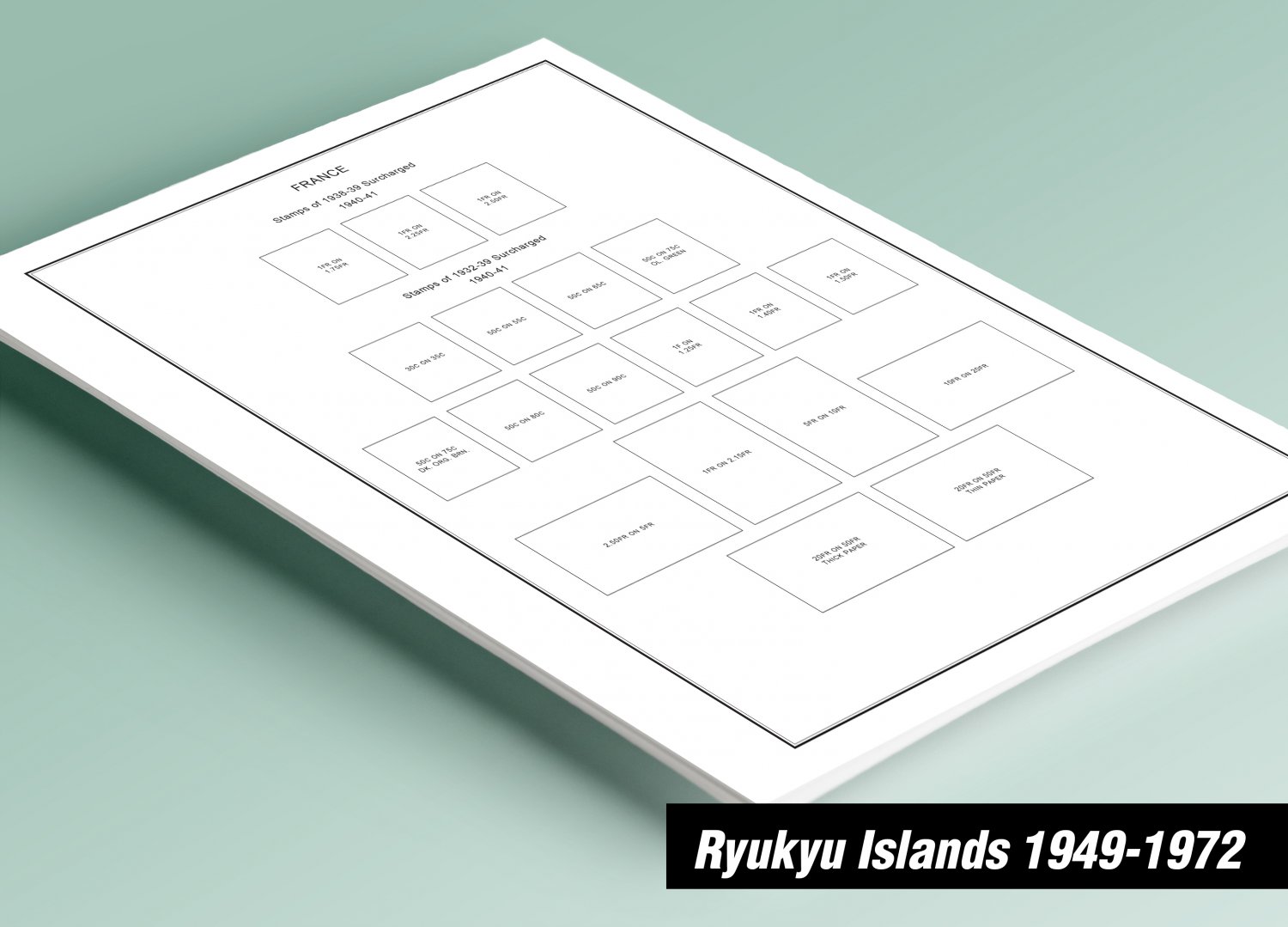 PRINTED RYUKYU ISLANDS 1949-1972 STAMP ALBUM PAGES (23 pages)