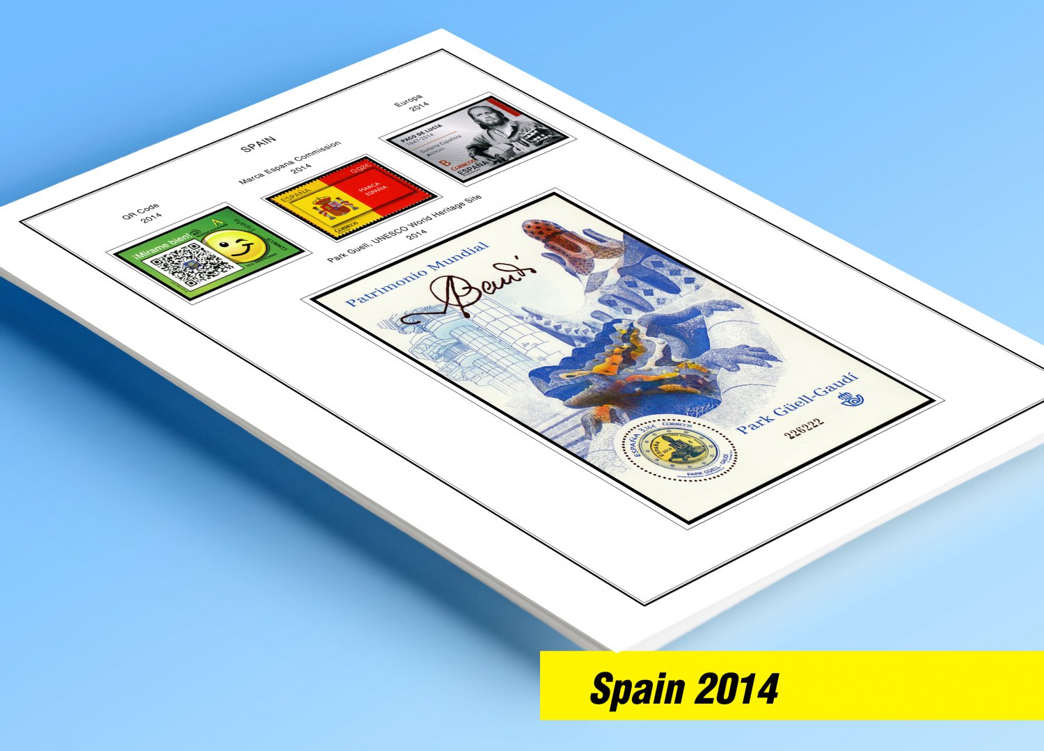 SPAIN 2014 COLOR PRINTED STAMP ALBUM PAGES (15 illustrated pages)