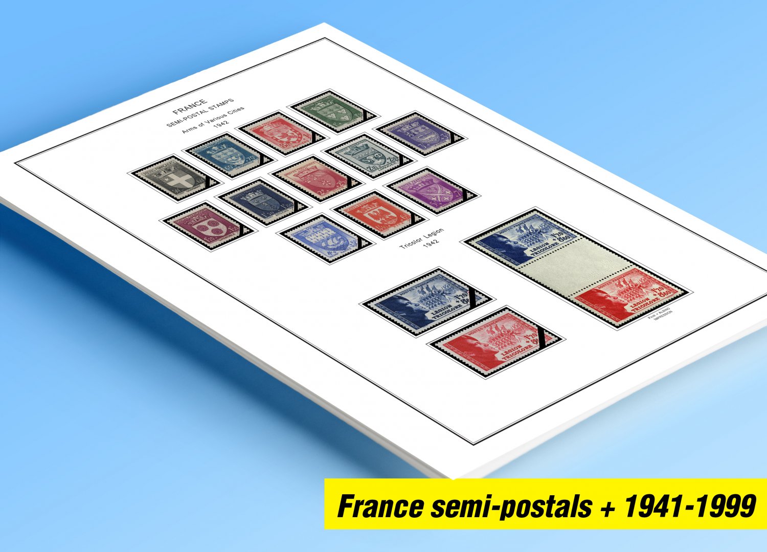 COLOR-PRINTED FRANCE 1941-1999 SEMI-POSTALS + STAMP ALBUM PAGES (87 illustrated pages)
