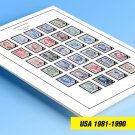 COLOR PRINTED U.S.A. 1981-1990 STAMP ALBUM PAGES (56 illustrated pages)